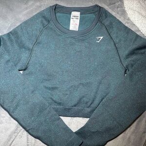 Gymshark Dark Teal Adapt Fleck Seamless Long Sleeve Crop To